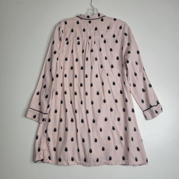 KATE Spade Button Down Sleep Shirt with Owl pink / Black Size Small - Picture 9 of 9